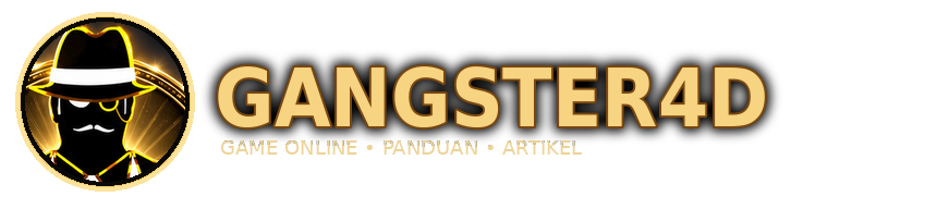 Logo GANGSTER4D dengan siluet fedora dan teks emas
